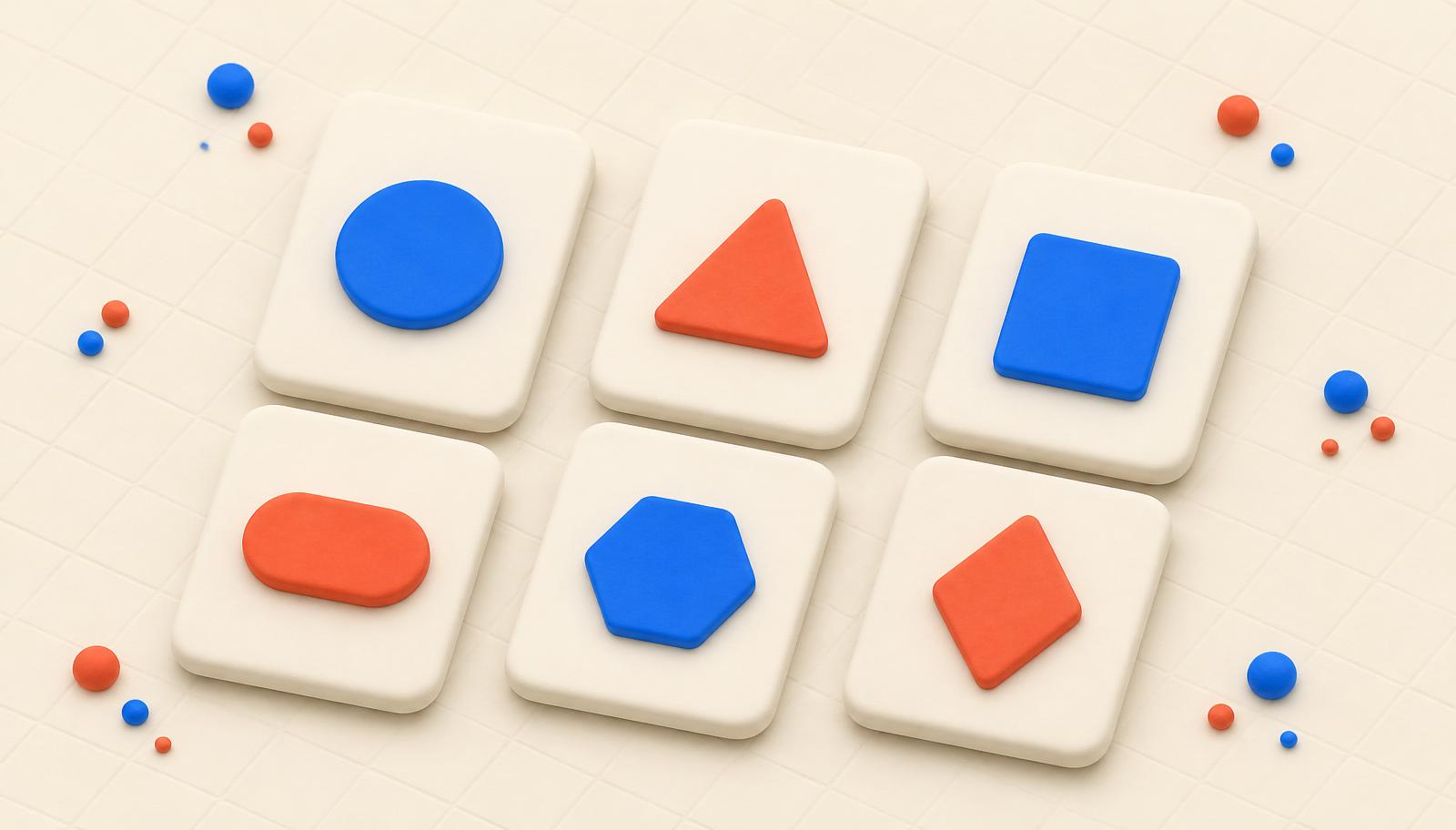 Grid of six matte cards each with a different geometric shape, representing different portal requirements